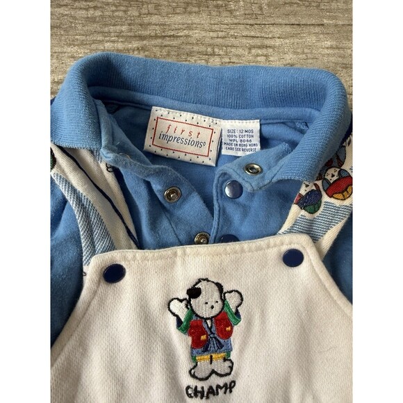 First Impressions Vintage 12 Month 2 Piece Floral Outfit Sports Dog - Picture 4 of 7